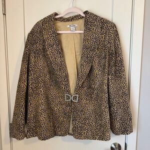 Nygard Collection Leopard Print Blazer Rhinestone Buckle Womens Plus Size 24